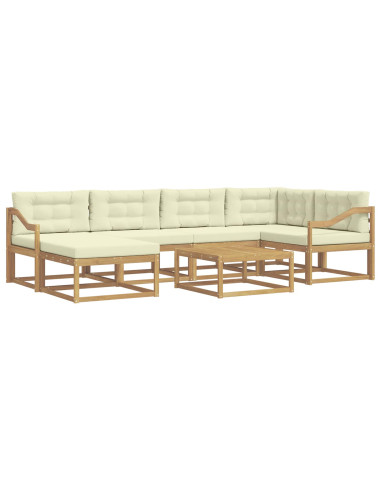 Set di divani da esterno 7 pcs Bianco e Crema