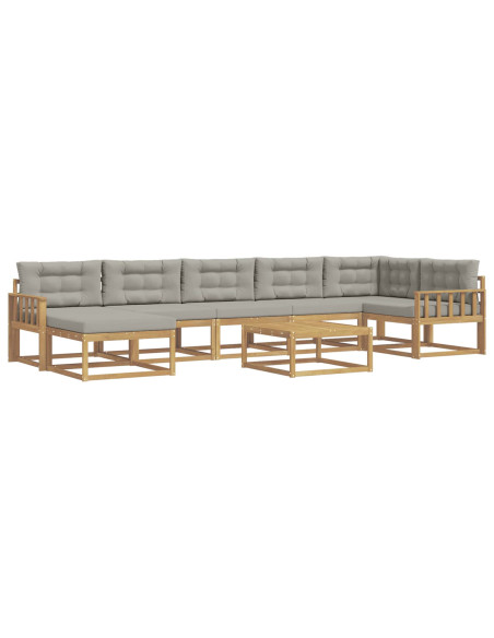 Set di divani da esterno 8 pcs Bianco e Grigio Chiaro