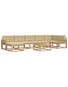 Set di divani da esterno 8 pcs Bianco e Beige 2