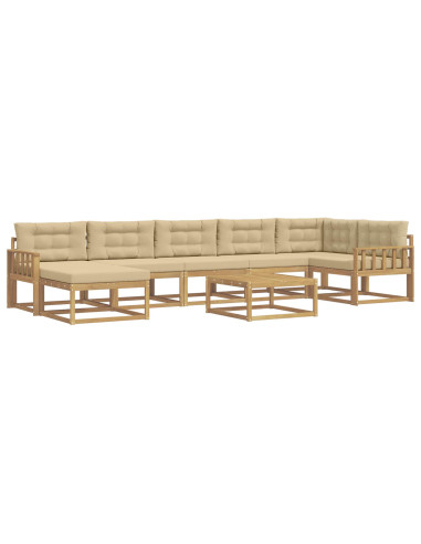 Set di divani da esterno 8 pcs Bianco e Beige