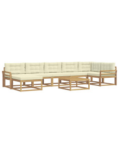 Set di divani da esterno 8 pcs Bianco e Crema 2