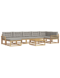 Set di divani da esterno 8 pcs Bianco e Grigio Chiaro 2