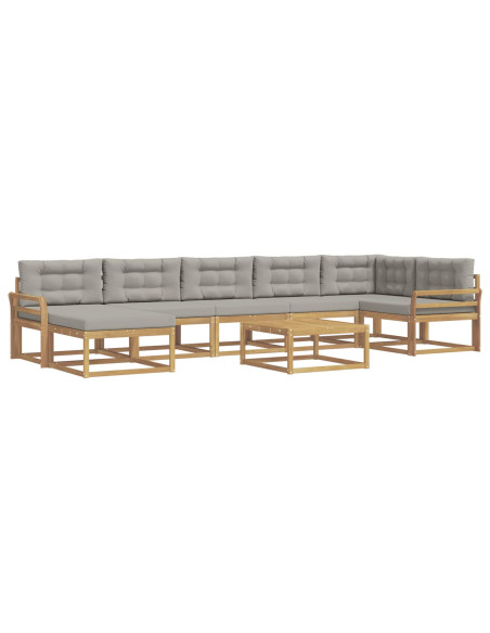 Set di divani da esterno 8 pcs Bianco e Grigio Chiaro