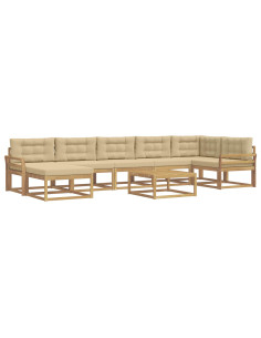Set di divani da esterno 8 pcs Bianco e Beige 2