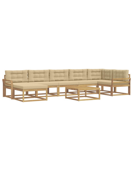 Set di divani da esterno 8 pcs Bianco e Beige