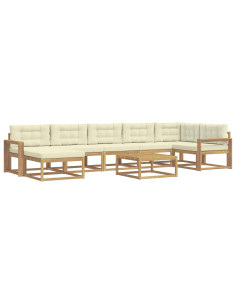 Set di divani da esterno 8 pcs Bianco e Crema 2