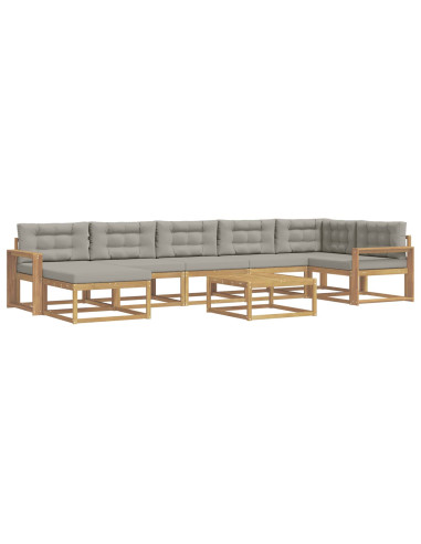 Set di divani da esterno 8 pcs Bianco e Grigio Chiaro