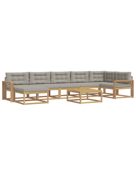 Set di divani da esterno 8 pcs Bianco e Grigio Chiaro