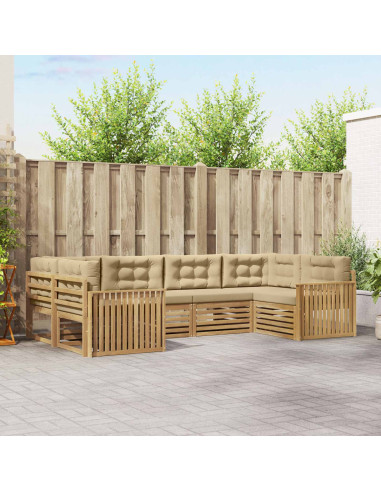 Set di divani da esterno 6 pcs Bianco e Beige