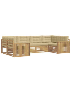 Set di divani da esterno 6 pcs Bianco e Beige 2