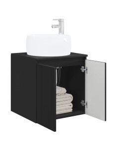 Mobile Lavabo da Parete Nero 49,5 x 44,5 x 66 cm 2