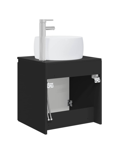 Mobile Lavabo da Parete Nero 49,5 x 44,5 x 66 cm