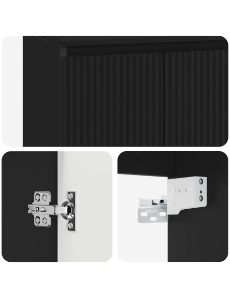 Mobile Lavabo da Parete Nero 49,5 x 44,5 x 66 cm
