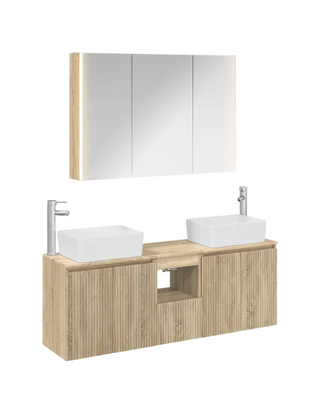 Set di Armadi da Bagno 4 pcs Rovere Sonoma Legno ingegnerizzato