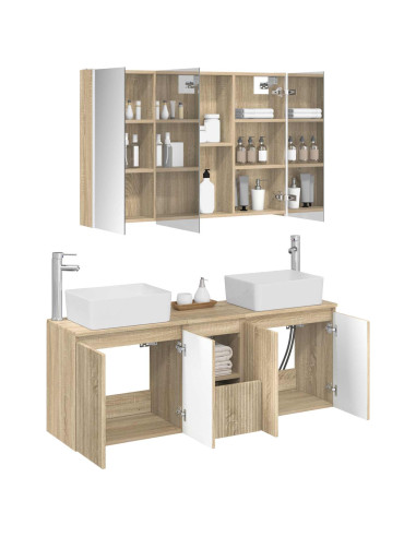 Set di Armadi da Bagno 4 pcs Rovere Sonoma Legno ingegnerizzato
