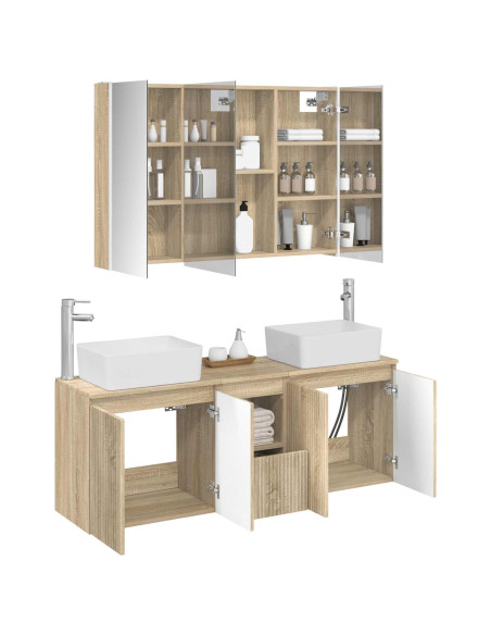 Set di Armadi da Bagno 4 pcs Rovere Sonoma Legno ingegnerizzato