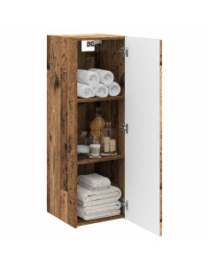 Mobiletto da Bagno a Muro Legno antico 33 x 34,5 x 100 cm 2
