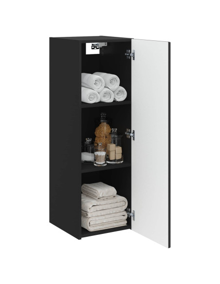 Mobiletto da Bagno a Muro Nero 33 x 34,5 x 60 cm
