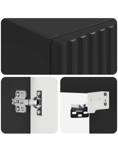 Mobiletto da Bagno a Muro Nero 33 x 34,5 x 60 cm