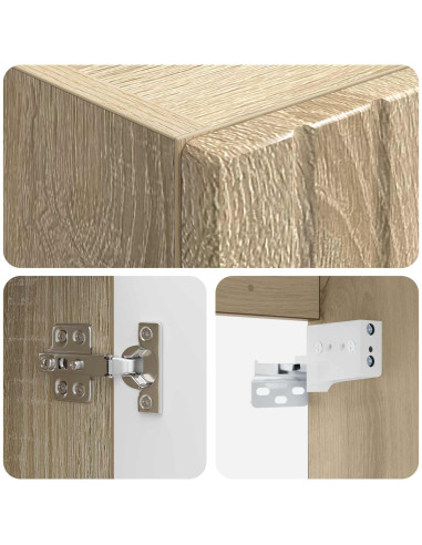 Mobiletto da Bagno a Muro Rovere Sonoma 33 x 34,5 x 60 cm