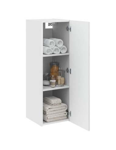 Mobiletto da Bagno a Muro Bianco Lucido 33 x 34,5 x 60 cm