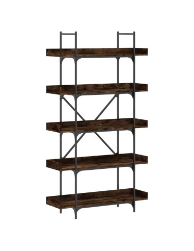 Libreria 5 Ripiani Rovere Fumo 100x33x180,5cm Legno Multistrato