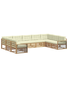 Set di divani da esterno con cuscino 9 pcs Bianco e Crema 2