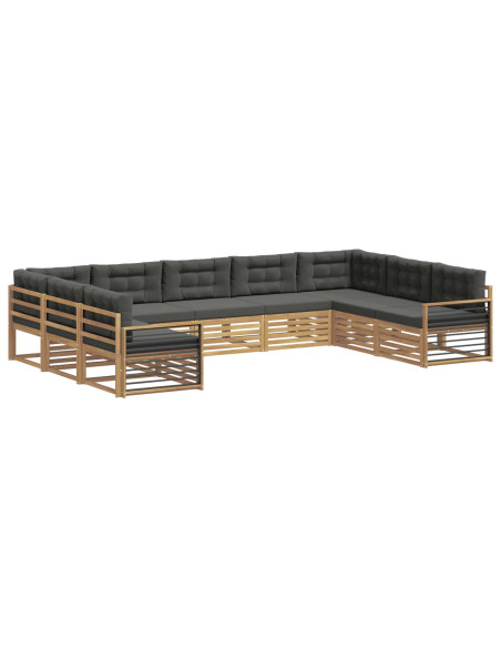 Set di divani da esterno con cuscino 9 pcs Bianco e Antracite