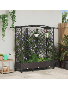 Letto Rialzato con Griglia e Tetto Marrone 163 x 40 x 129 cm PP