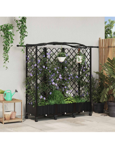 Letto Rialzato con Griglia e Tetto Nero 163 x 40 x 129 cm PP