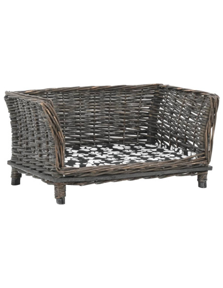 Cesta per Cani con Cuscino Grigio 50x33x30 cm Salice Naturale
