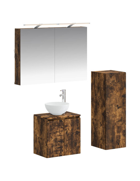 Set di mobili per il bagno 4 pcs Rovere Fumo