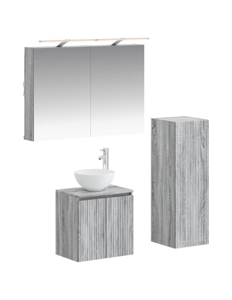 Set di mobili per il bagno 4 pcs Sonoma grigio