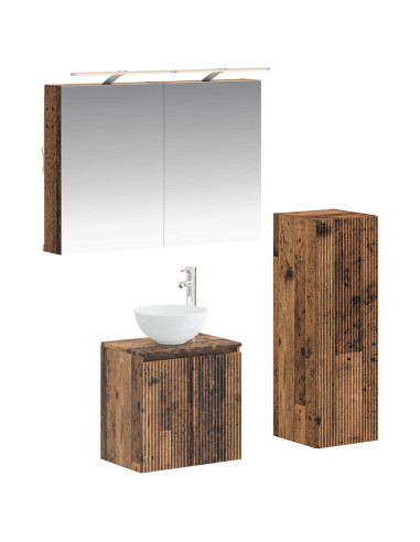Set di mobili per il bagno 4 pcs Legno antico