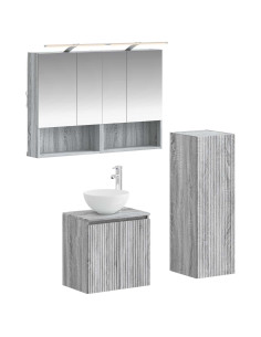 Set di mobili per il bagno 4 pcs Sonoma grigio