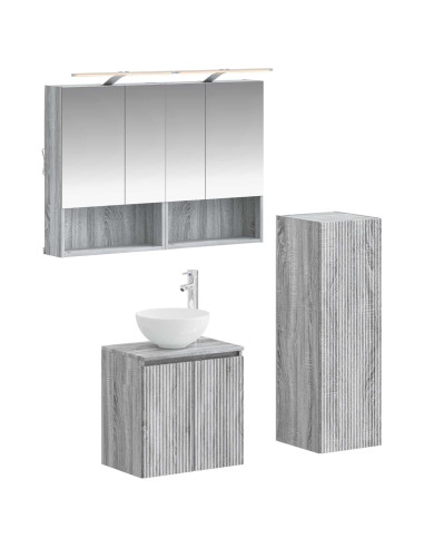 Set di mobili per il bagno 4 pcs Sonoma grigio