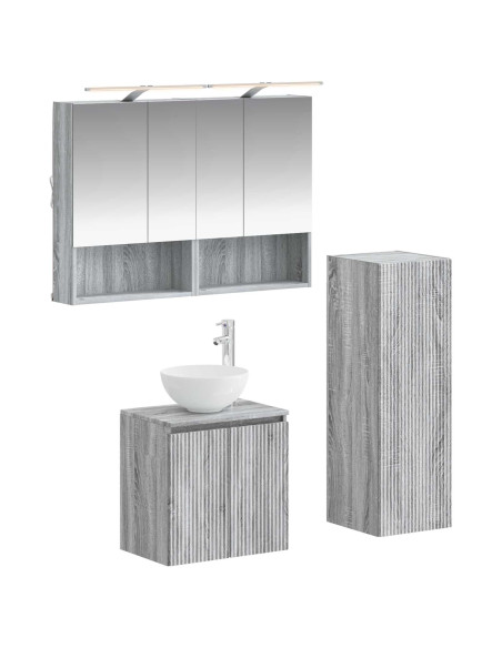 Set di mobili per il bagno 4 pcs Sonoma grigio