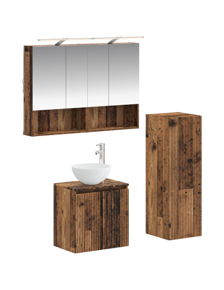 Set di mobili per il bagno 4 pcs Legno antico