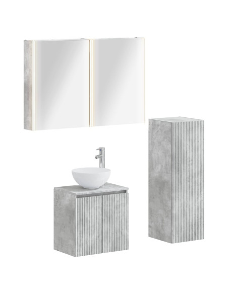 Set di mobili per il bagno 4 pcs Grigio Cemento