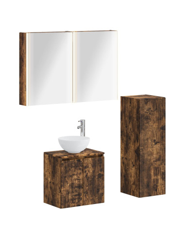 Set di mobili per il bagno 4 pcs Rovere Fumo