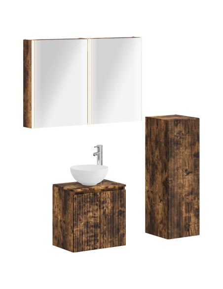Set di mobili per il bagno 4 pcs Rovere Fumo