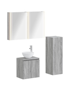 Set di mobili per il bagno 4 pcs Sonoma grigio
