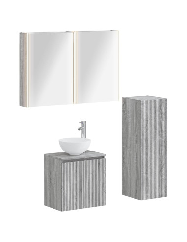 Set di mobili per il bagno 4 pcs Sonoma grigio