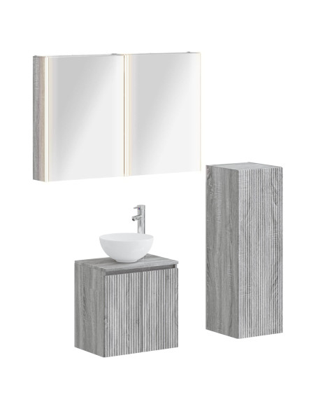 Set di mobili per il bagno 4 pcs Sonoma grigio
