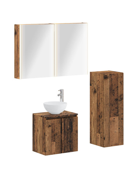 Set di mobili per il bagno 4 pcs Legno antico