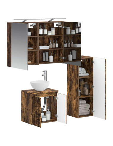 Set di mobili per il bagno 4 pcs Rovere Fumo