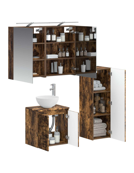 Set di mobili per il bagno 4 pcs Rovere Fumo