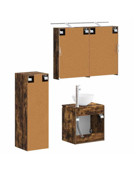 Set di mobili per il bagno 4 pcs Rovere Fumo
