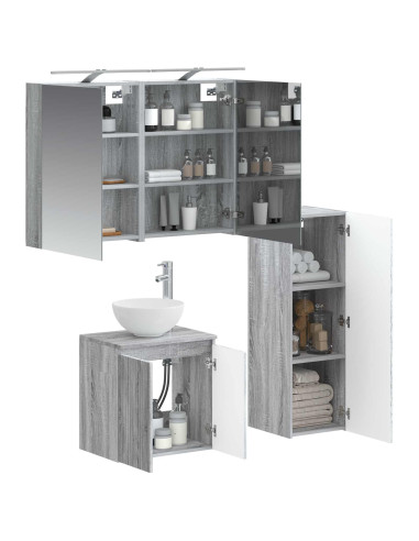 Set di mobili per il bagno 4 pcs Sonoma grigio