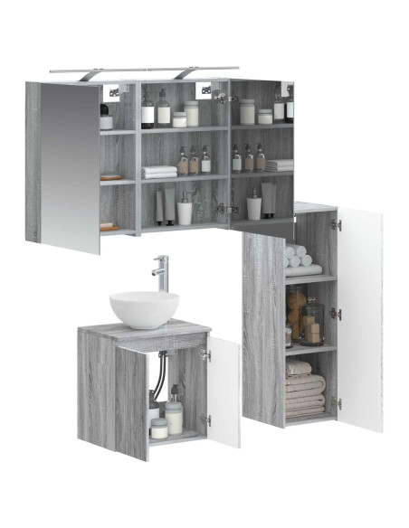 Set di mobili per il bagno 4 pcs Sonoma grigio